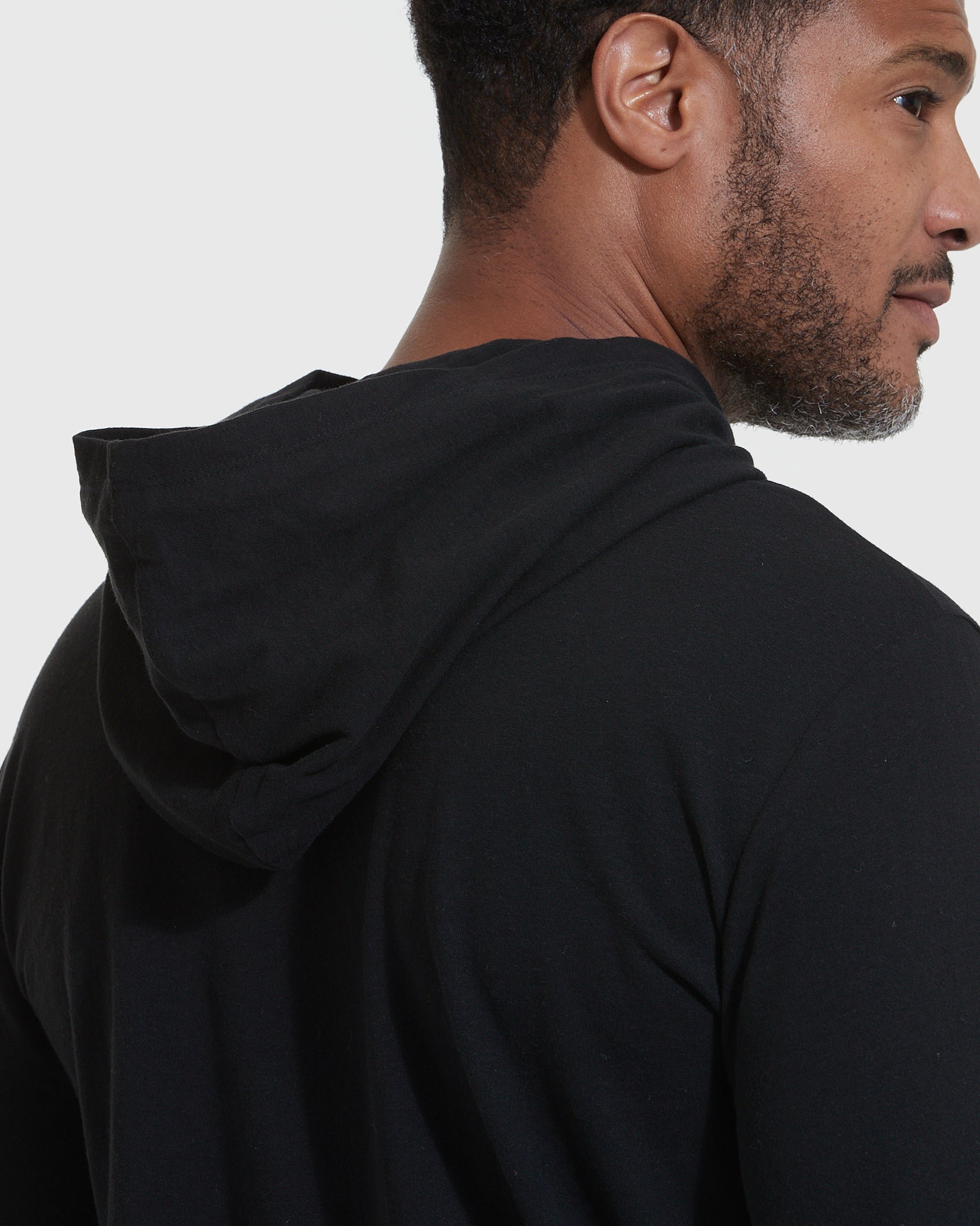 Black Hooded Long Sleeve T-Shirt