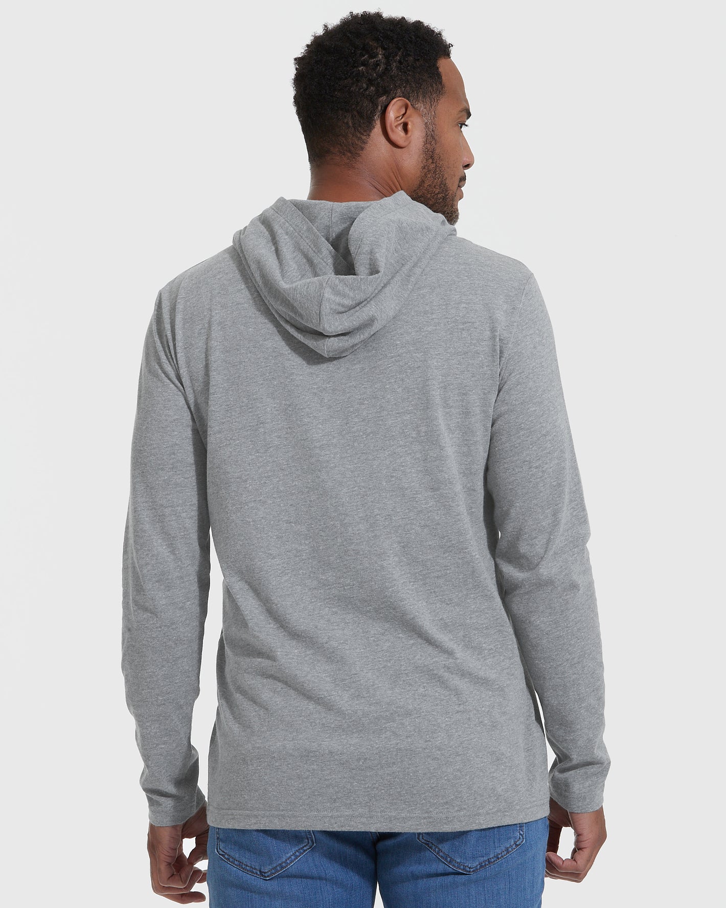 Heather Gray Hooded Long Sleeve T Shirt