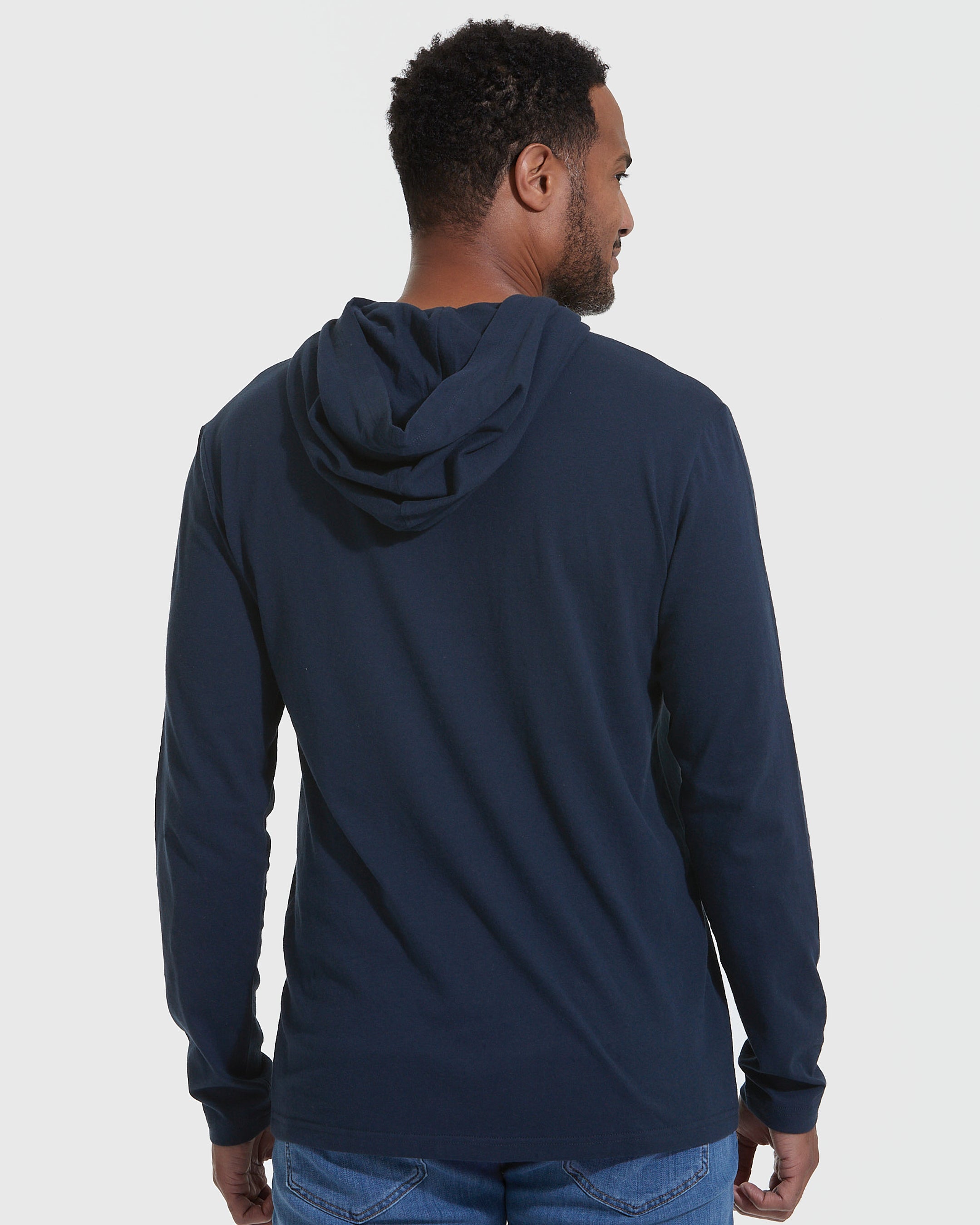 Navy Hooded Long Sleeve T-Shirt | Men's Navy Hooded Long Sleeve T-Shirt ...