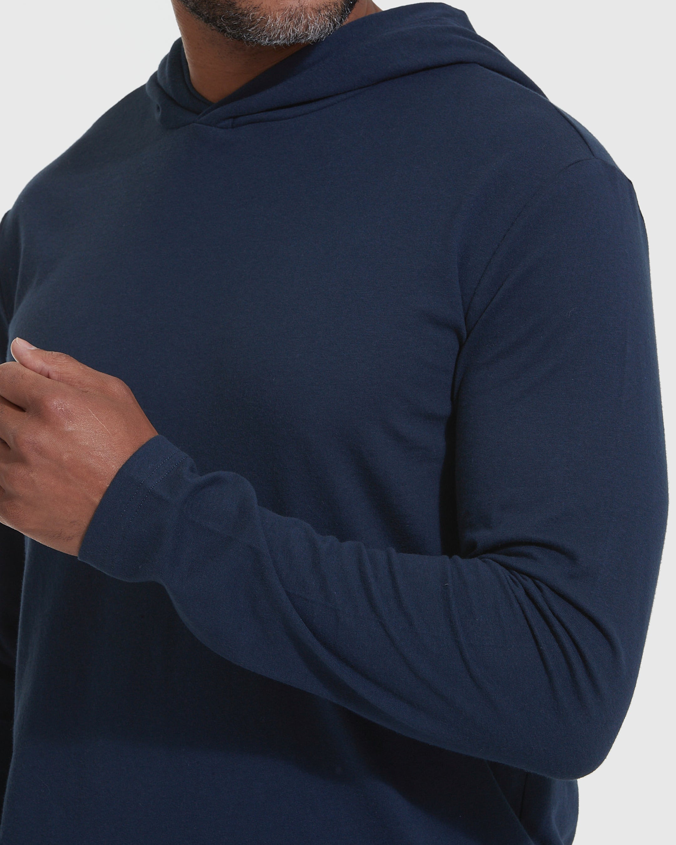 Navy Hooded Long Sleeve T-Shirt | Men's Navy Hooded Long Sleeve T-Shirt ...