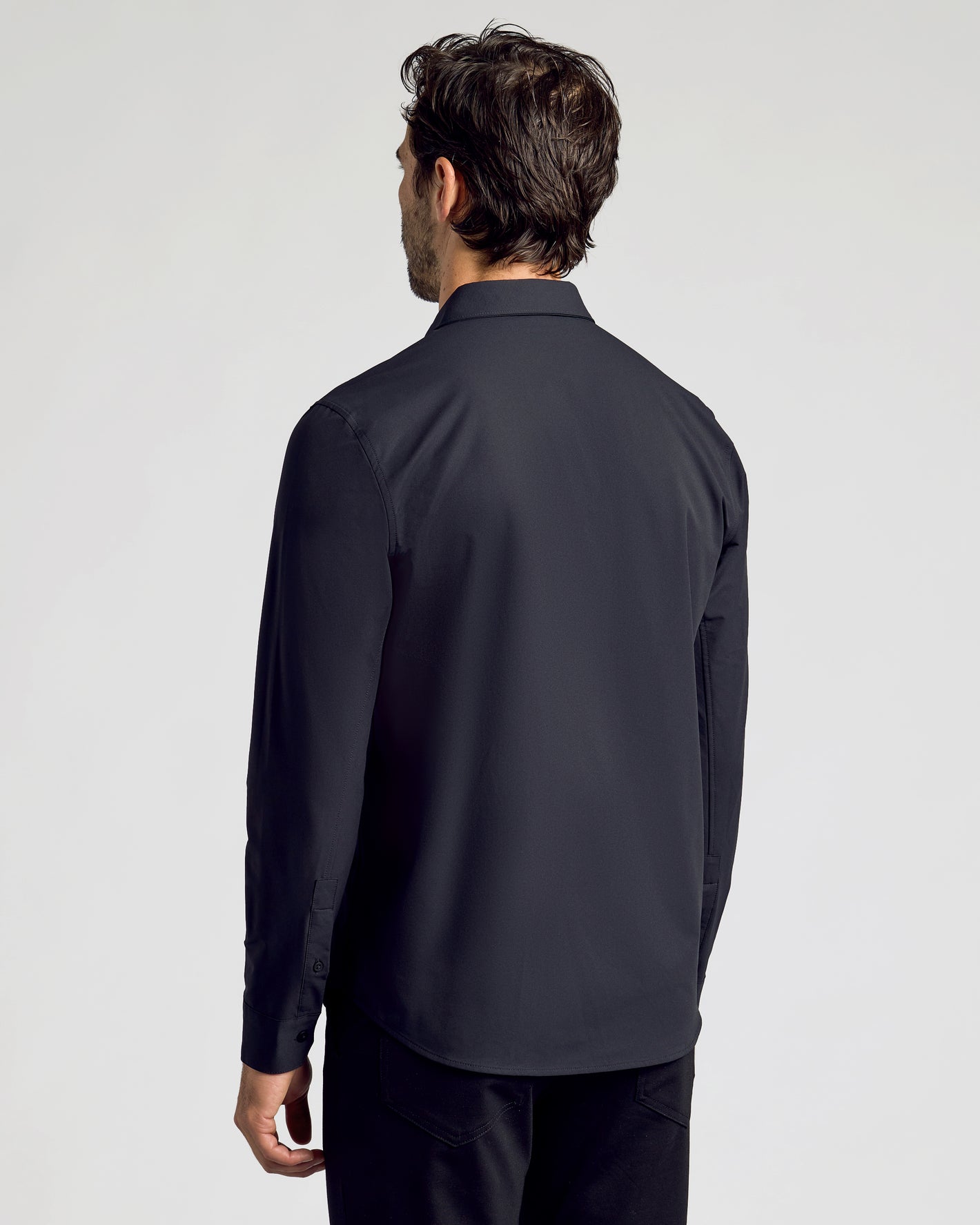black long sleeve dress shirt Quattro Flex Dress Shirt with Semi-Spread Collar Black