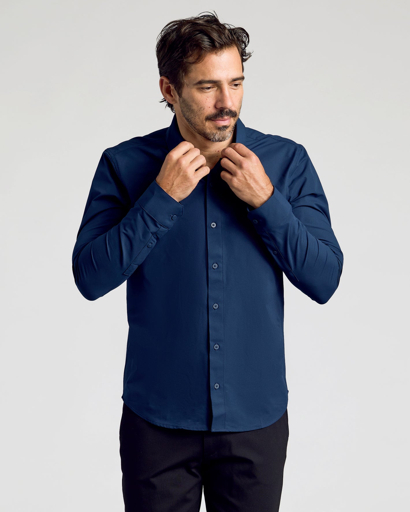 navy blue button up dress shirt Yaoyar Men's Short Sleeve Turndown Collar Shirts Wrinkle Free Regular Fit Dress Shirt Casual Button Down Shirts with Pocket Navy,2XL