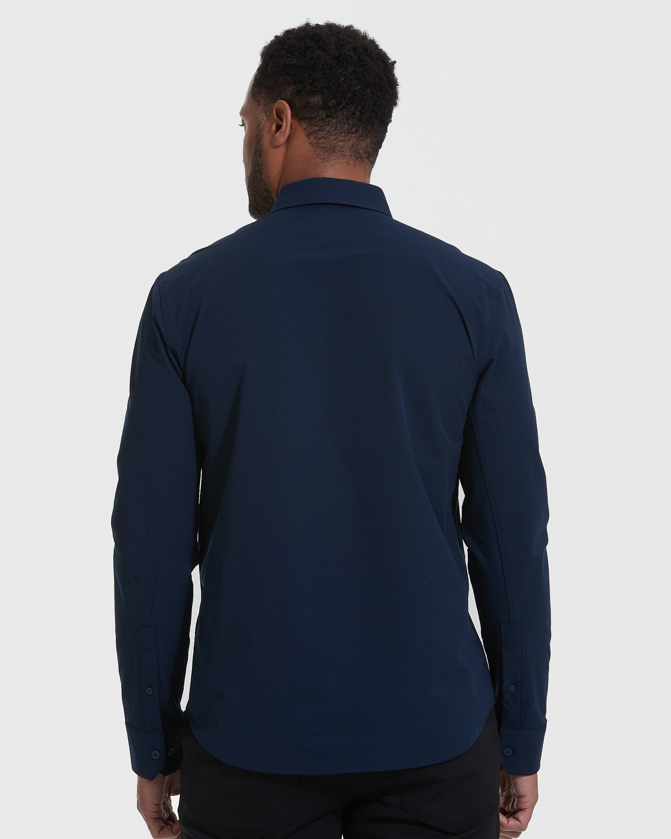 Navy and White Commuter Long Sleeve Button Up 2-Pack