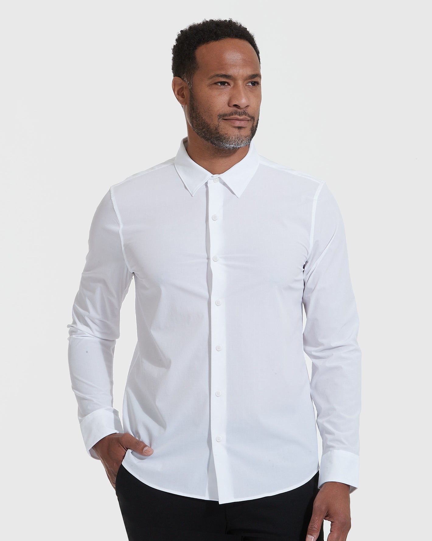 True Classic White Commuter Long Sleeve Shirt