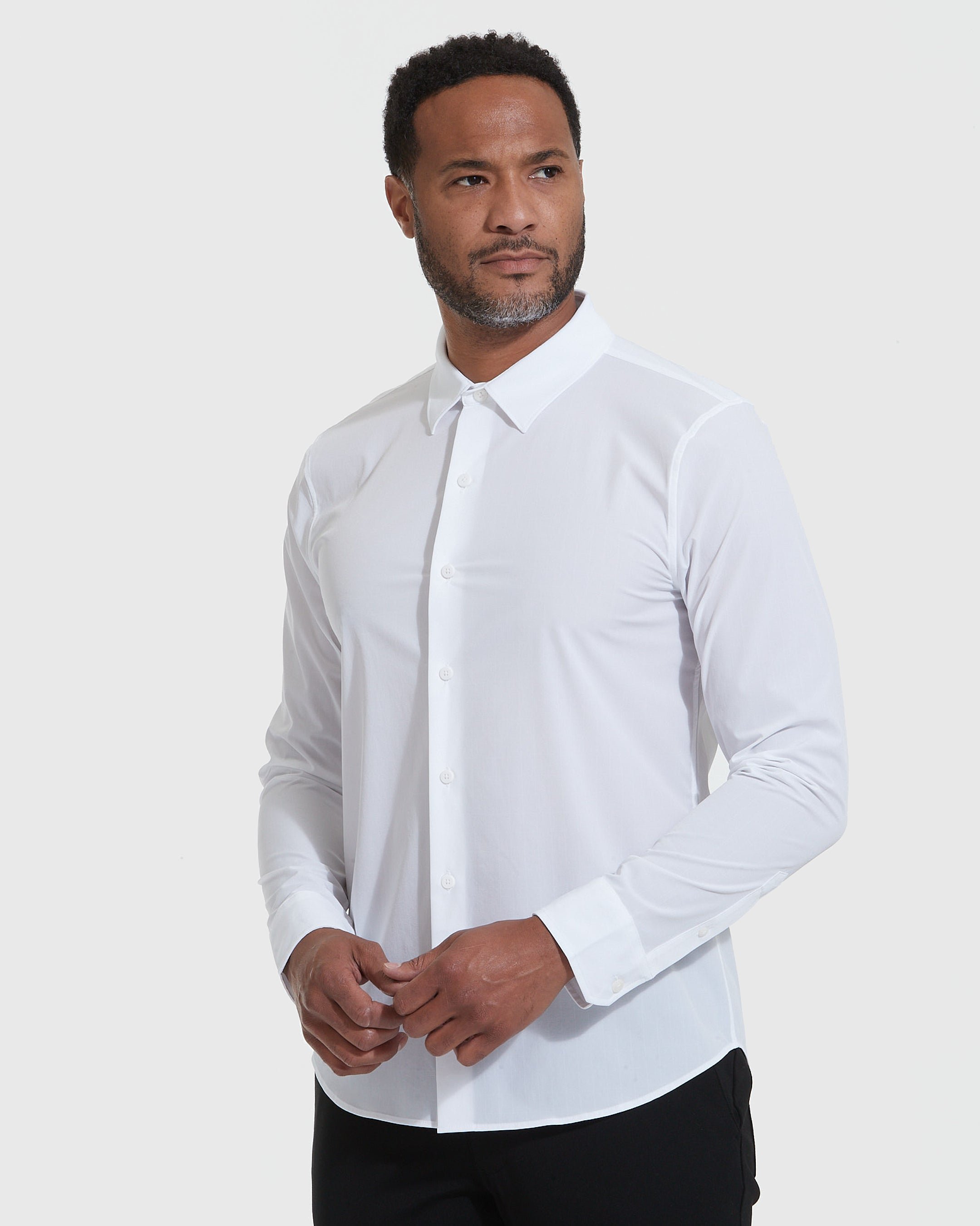 White Commuter Long Sleeve Button Up Shirt