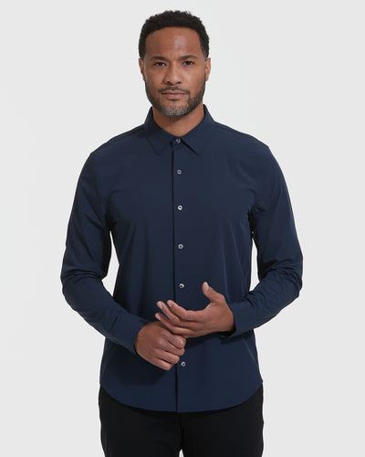 true classic dress shirts True Classic Carbon Gray Long Sleeve Knit Shirt