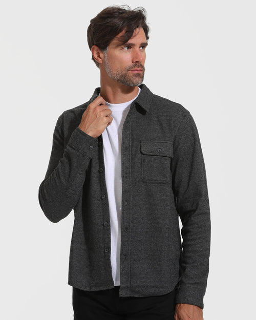 Black Carbon Sweater Button Up Shirt