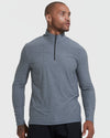 Heather Navy Active Quarter Zip Shirt worn by man with tattoos.