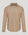 Dusty Taupe Long Sleeve Linen Shirt with classic collar and button-front.
