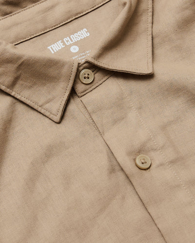 Linen Long Sleeve Shirt - Dusty Taupe