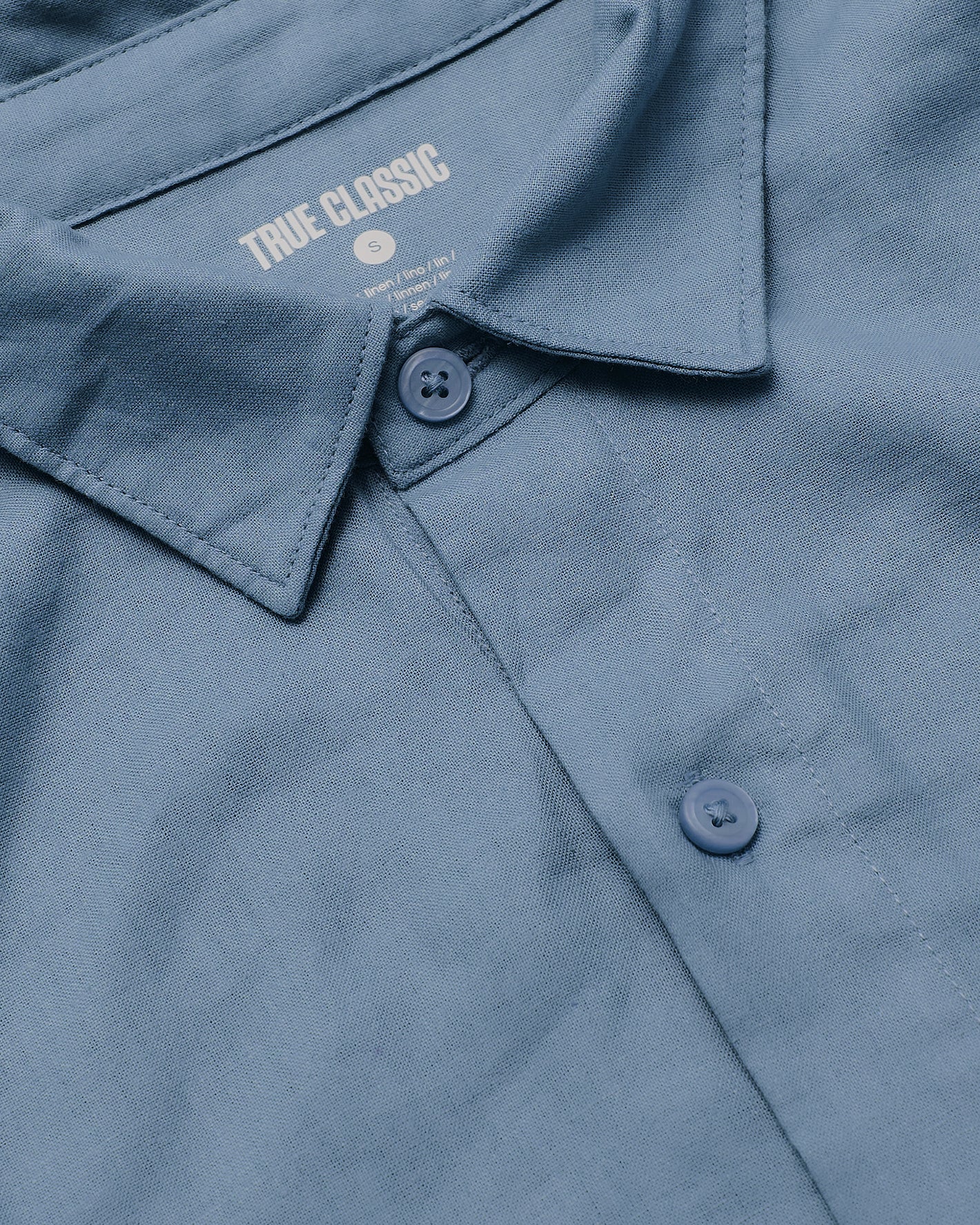 Fiord Long Sleeve Linen Shirt, collar and buttons visible, TRUE CLASSIC label.
