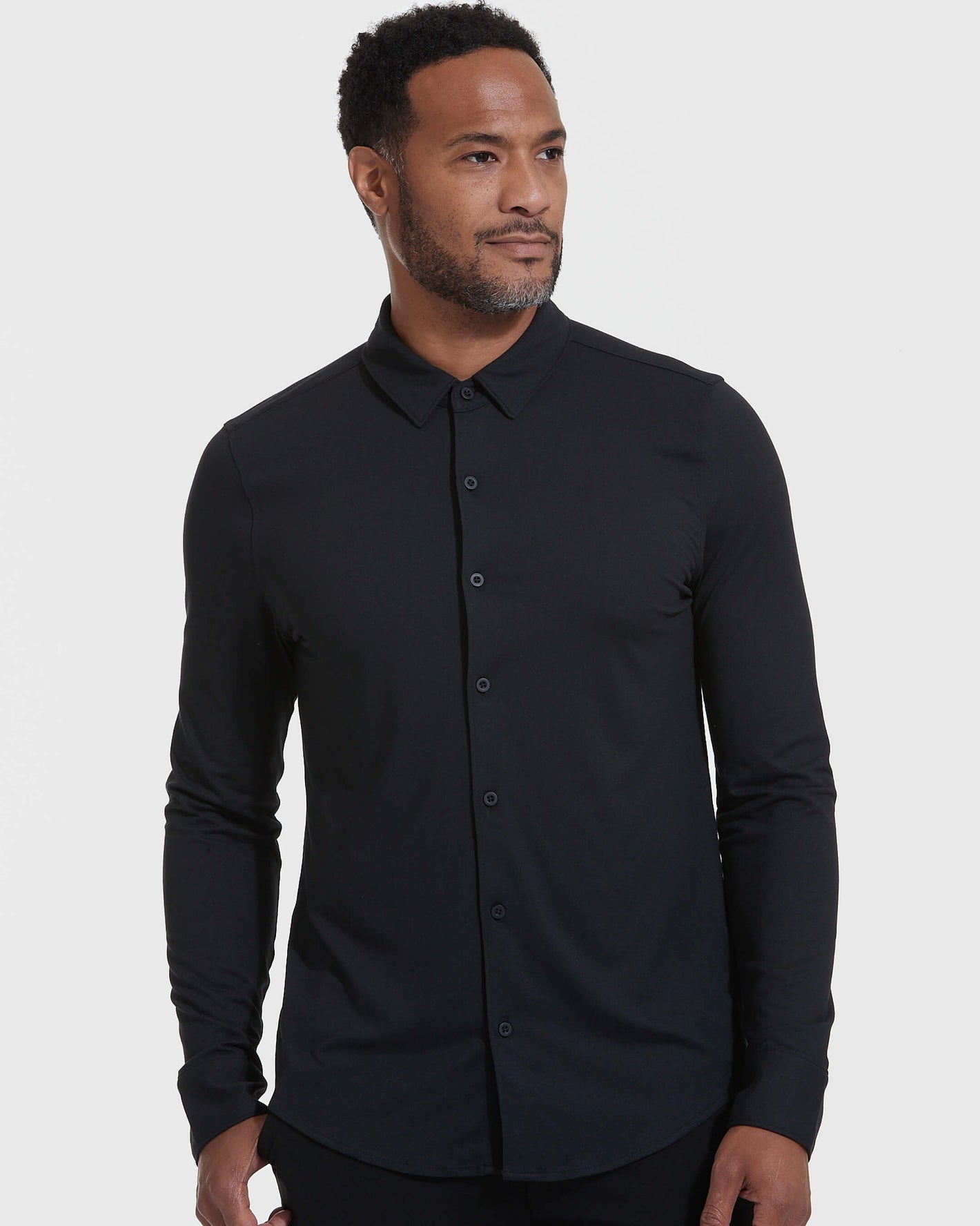 black long sleeve dress shirt men Mens Black Long Sleeve Button-Down Shirt: Minimalist Cotton Dress Shirt