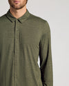 Dark Heather Military Green Long Sleeve Do-It-All Comfort Shirt