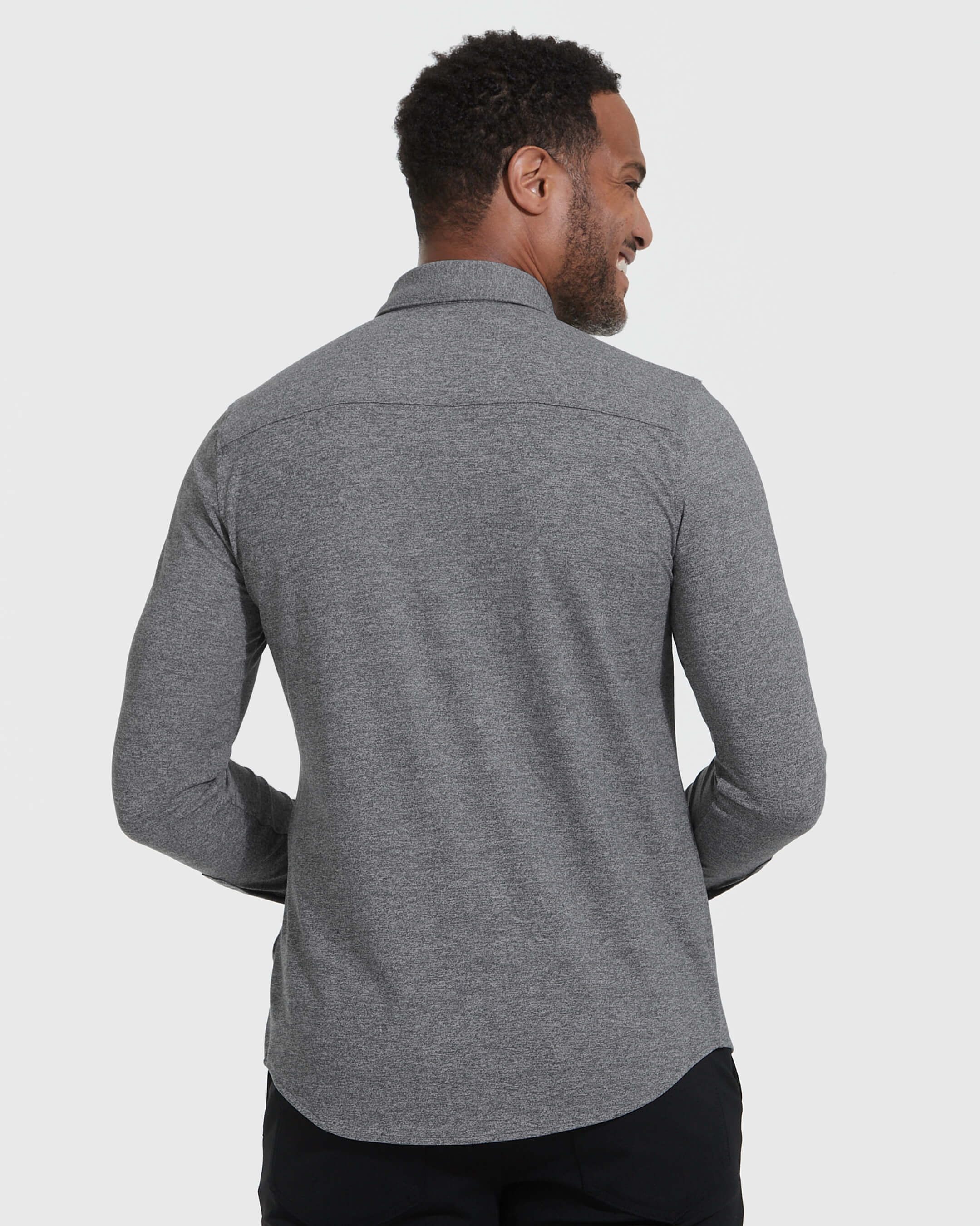 Heather Gray Comfort Long Sleeve Button Up Shirt | Heather Gray