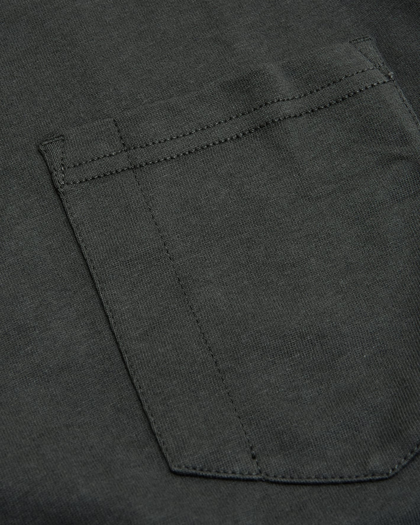 Carbon Tall Heavyweight Long Sleeve Pocket Crew's reinforced chest pocket stitching.