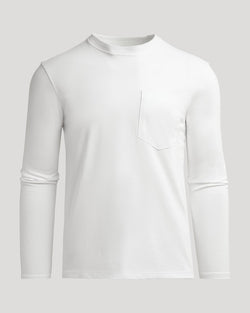 White Heavyweight Long Sleeve Pocket Crew