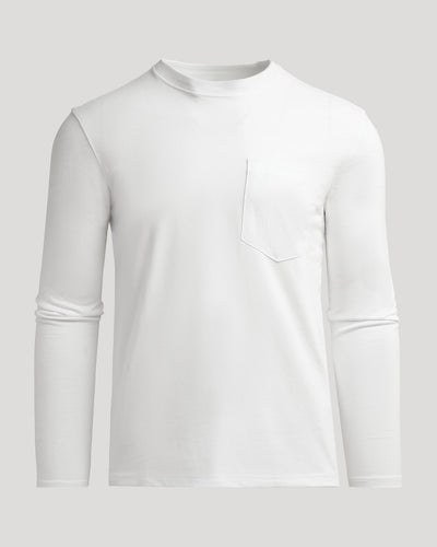 Heavyweight Long Sleeve Pocket Crew - White