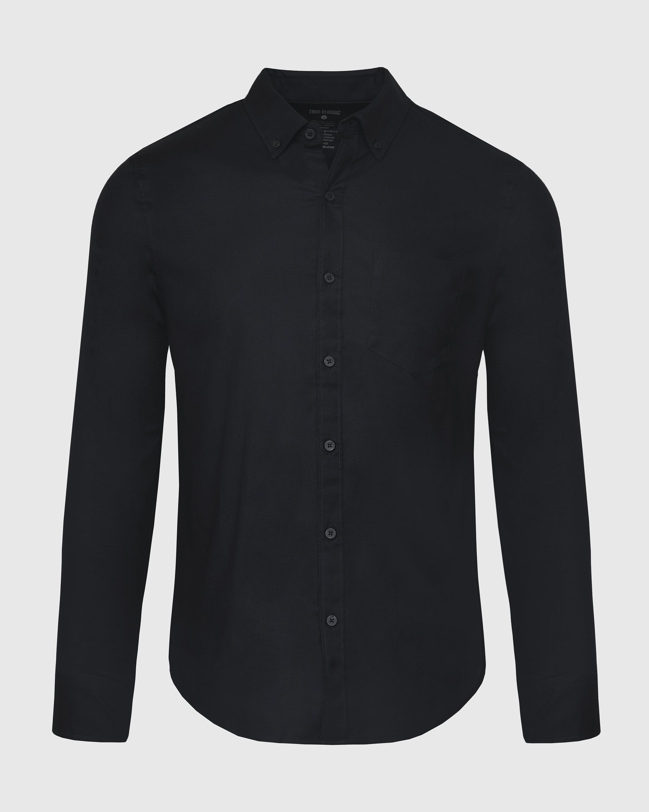 Black Stretch Oxford Long Sleeve Button Up Shirt Black Stretch Oxford
