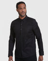 Man wearing Standard Stretch Oxford 3-Pack black shirt.