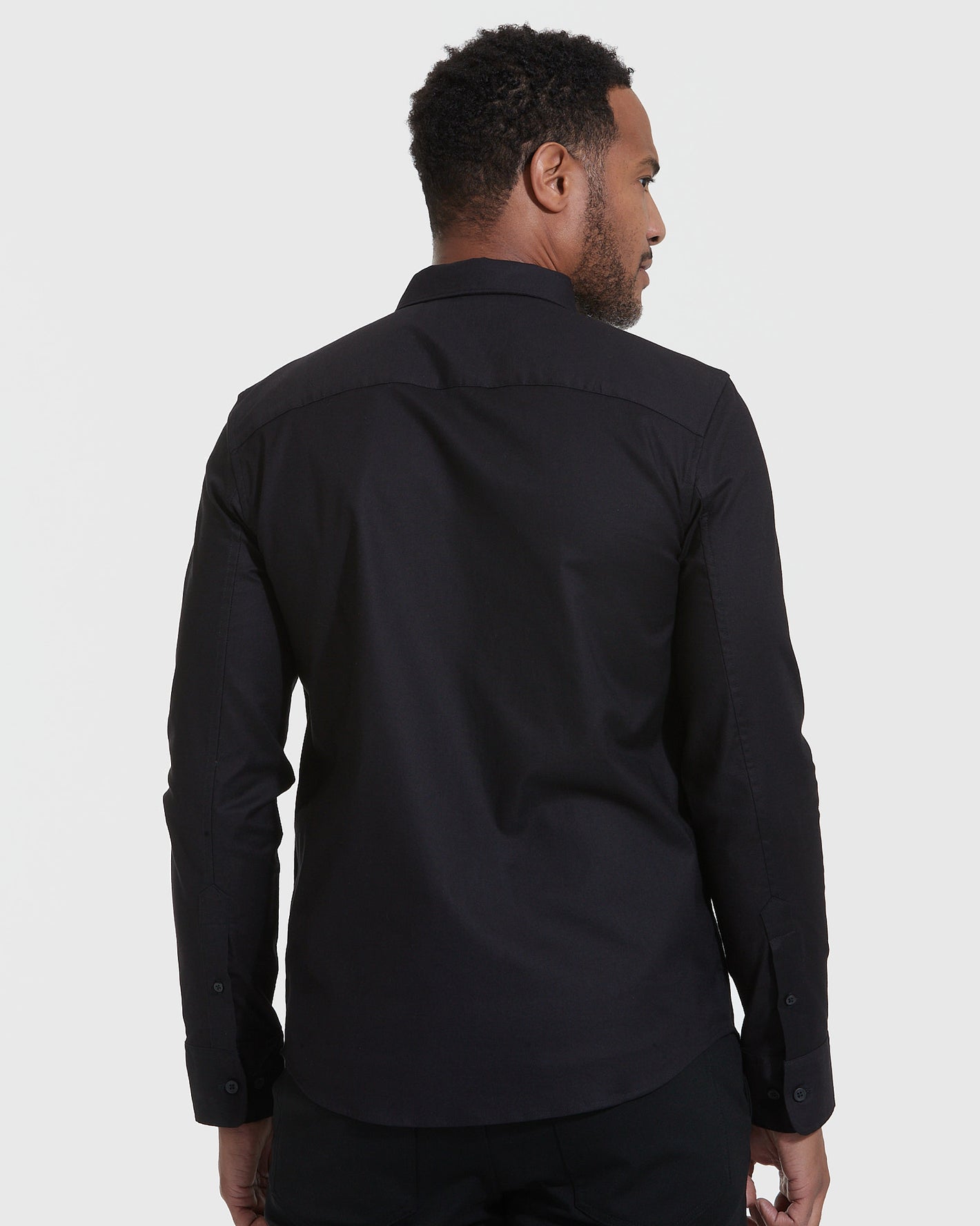 True Classic Black Stretch Oxford Long Sleeve Shirt