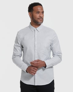 True ClassicLight Gray Stretch Oxford Long Sleeve Button Up Shirt