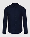Navy Stretch Oxford Long Sleeve Button Up Shirt with chest pocket.