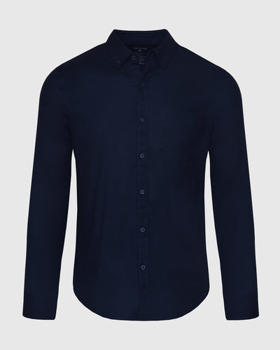 Stretch Oxford Long Sleeve Shirt - Navy