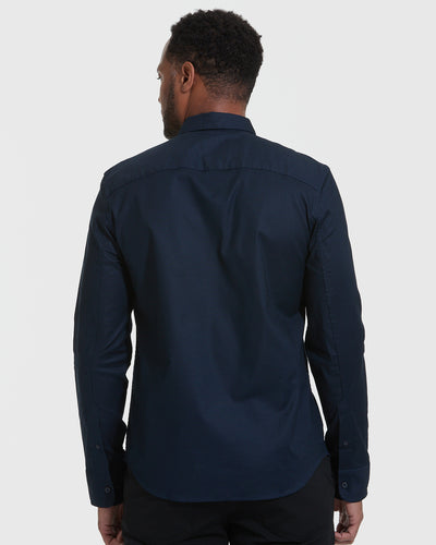 Stretch Oxford Long Sleeve Shirt - Navy
