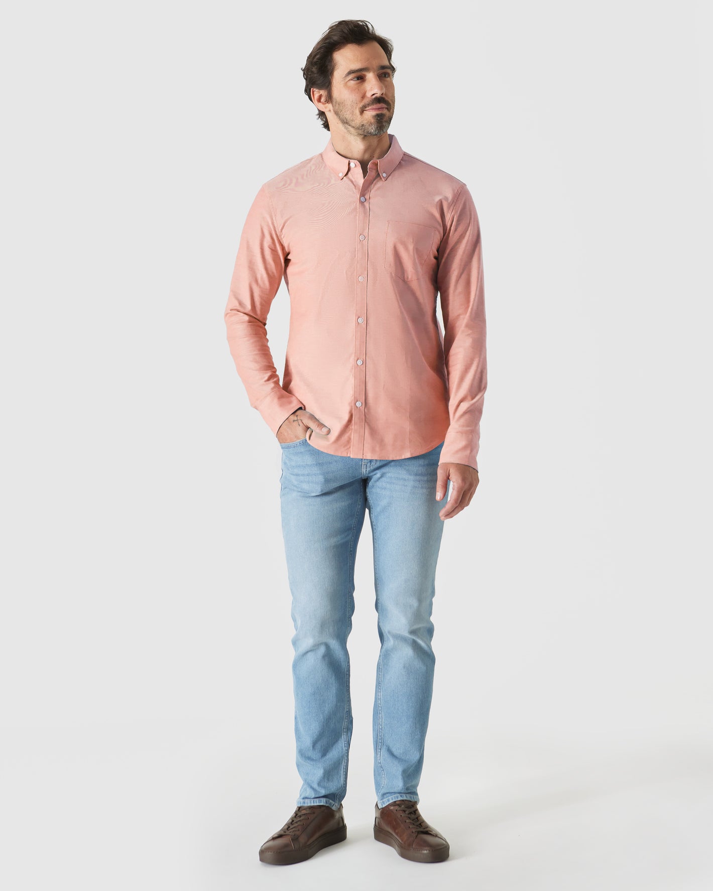 Peach Stretch Oxford Long Sleeve Shirt | Peach Stretch Oxford Long Sleeve Shirt | True Classic Peach Stretch Oxford Long Sleeve Shirt | Peach Stretch Oxford Long Sleeve Shirt | True Classic