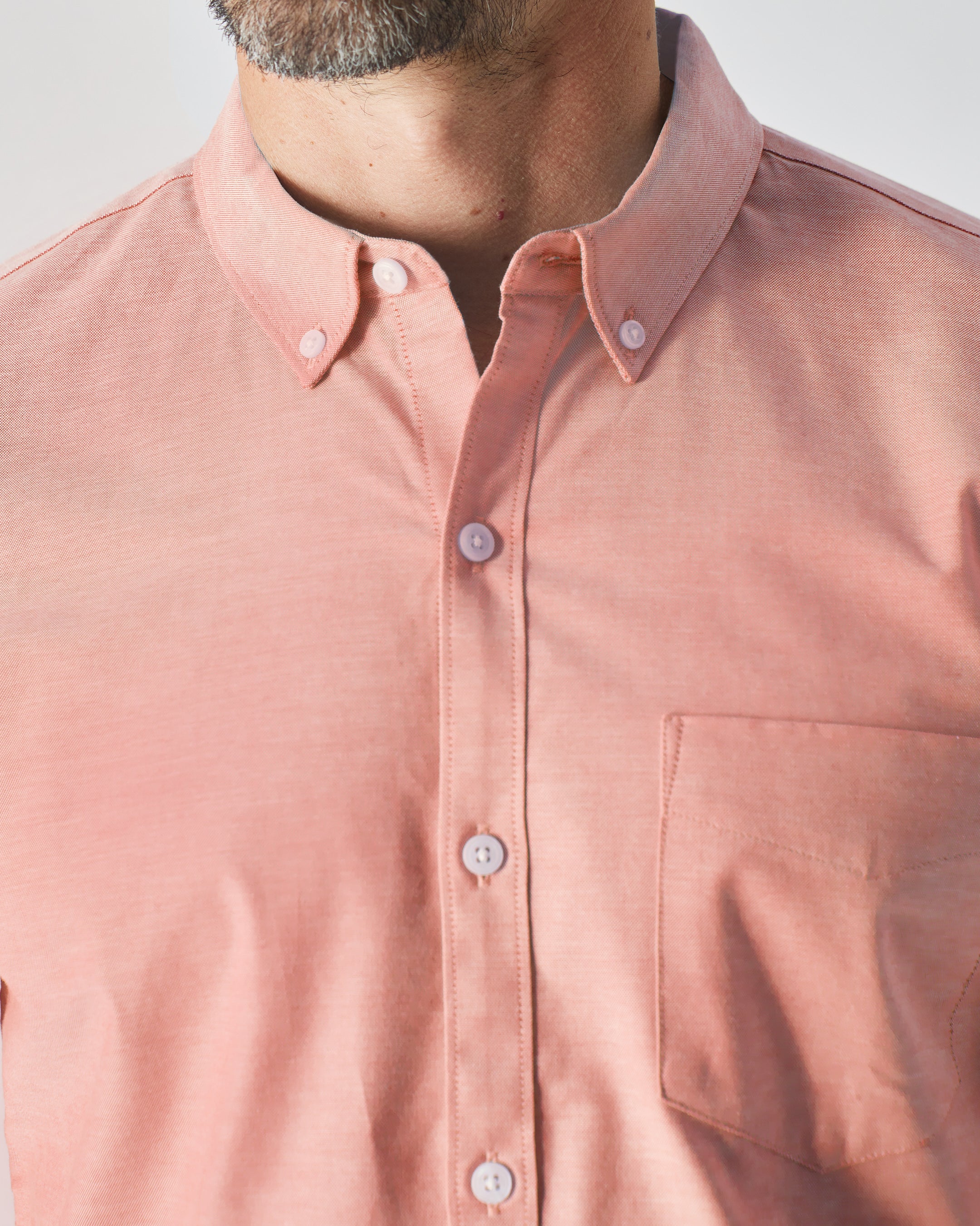 Peach Stretch Oxford Long Sleeve Shirt | Peach Stretch Oxford Long