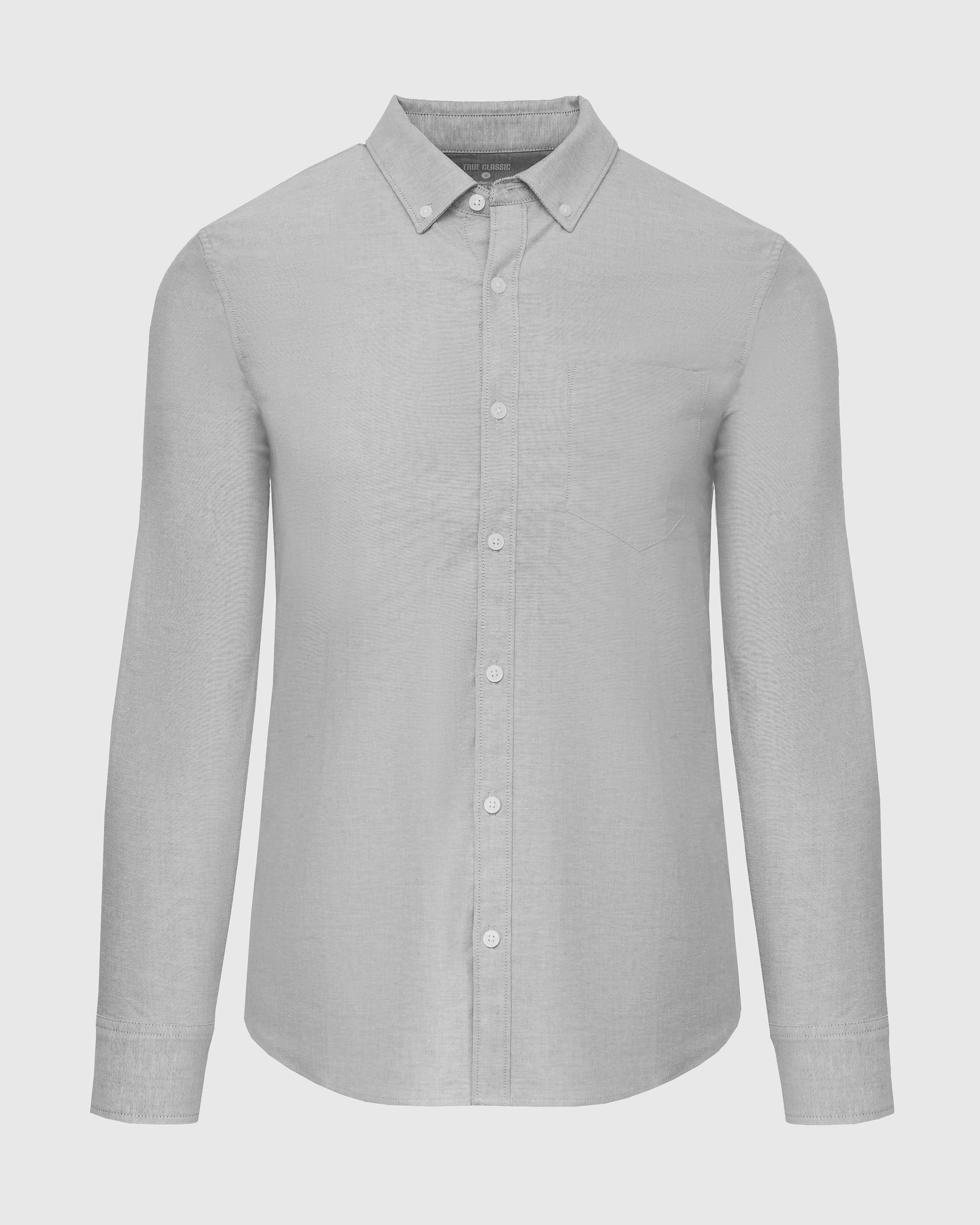 Stone Stretch Oxford Long Sleeve Button Up Shirt Stone Stretch Oxford