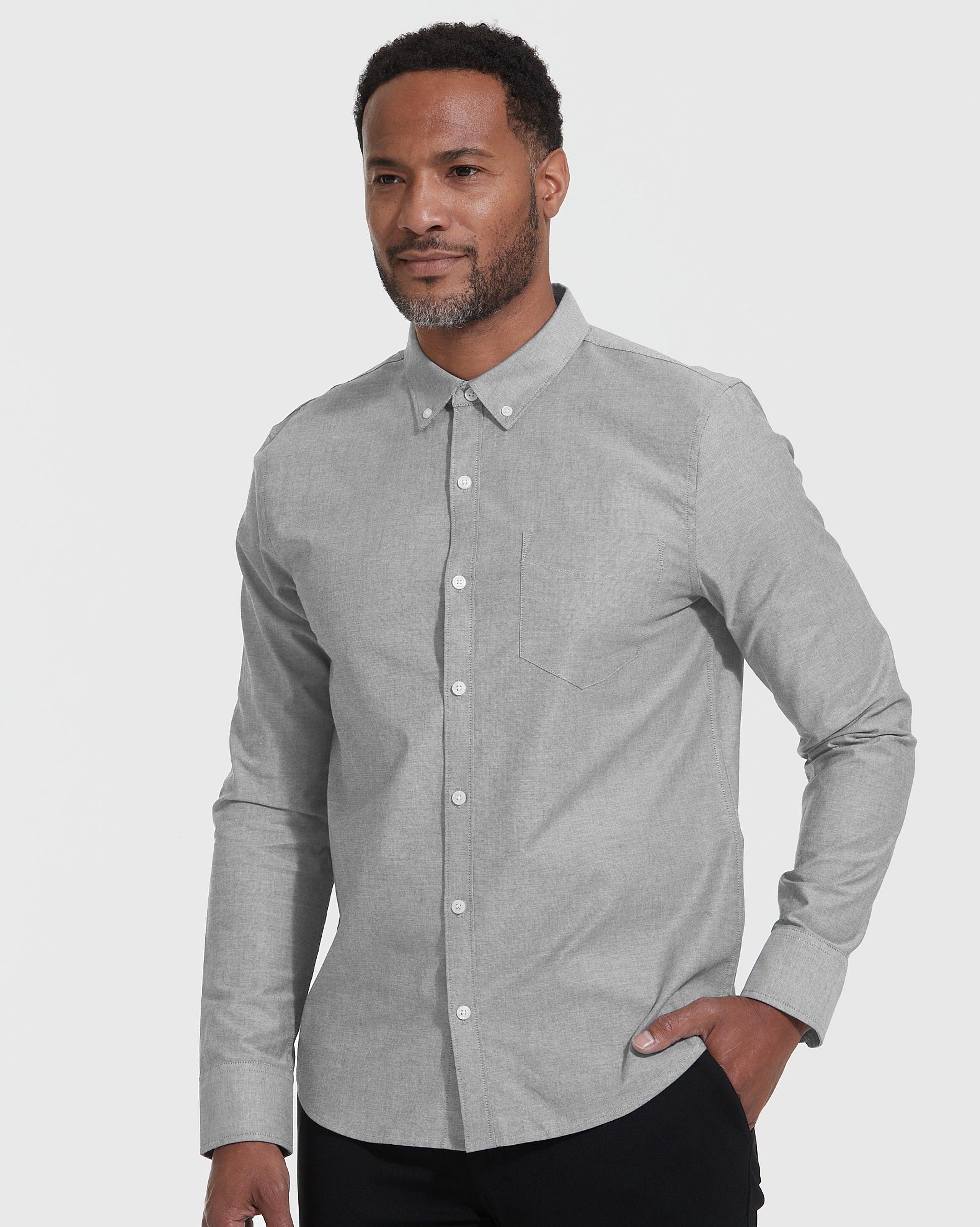 Stone Stretch Oxford Long Sleeve Button Up Shirt | Stone Stretch Oxford ...