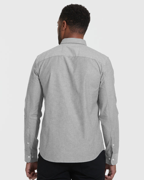 Stone Stretch Oxford Long Sleeve Button Up Shirt