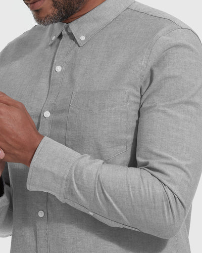 Stretch Oxford Long Sleeve Shirt - Stone