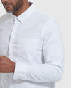 White Stretch Oxford Long Sleeve Button Up Shirt