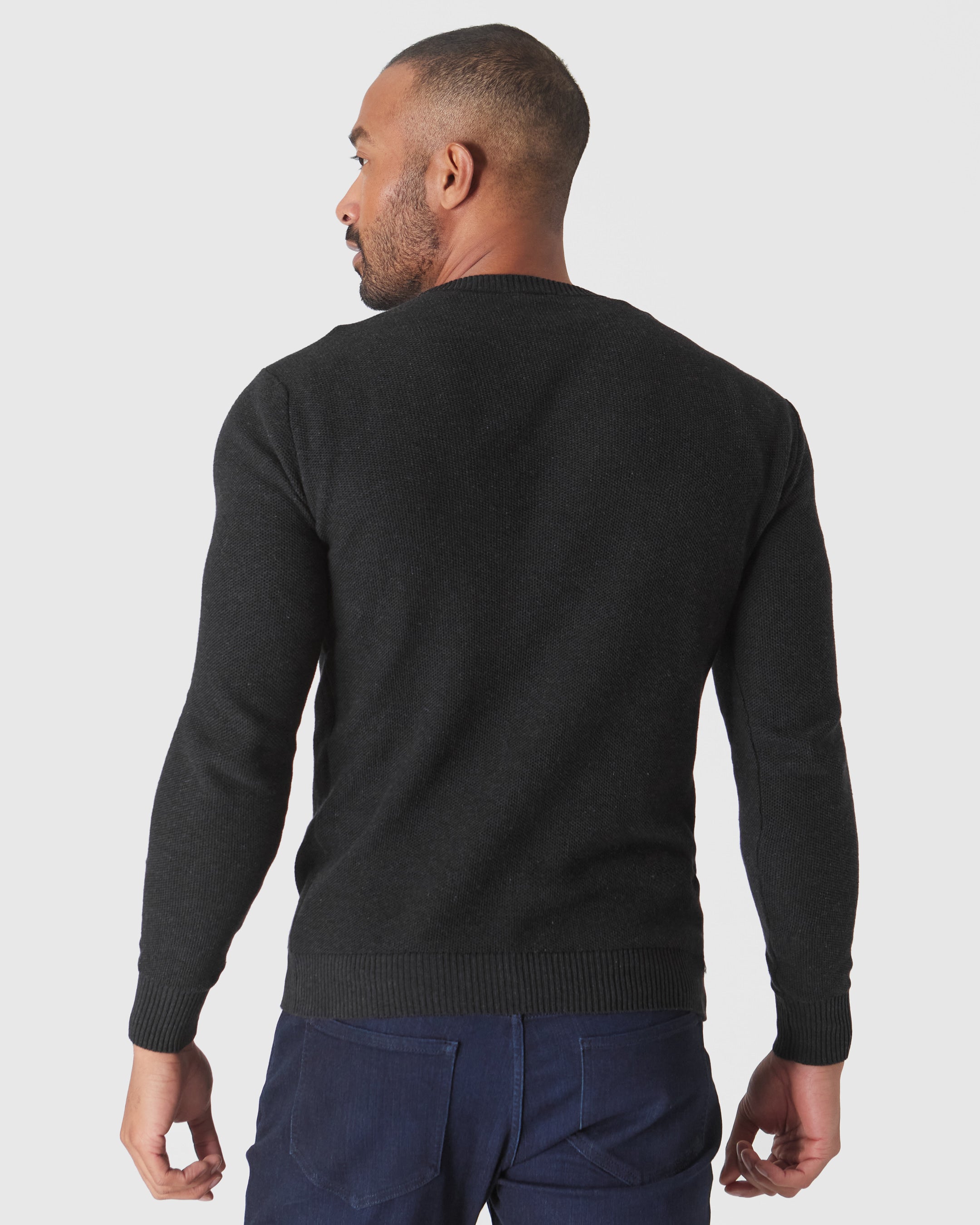 Charcoal Heather Gray Pique Crew Sweater