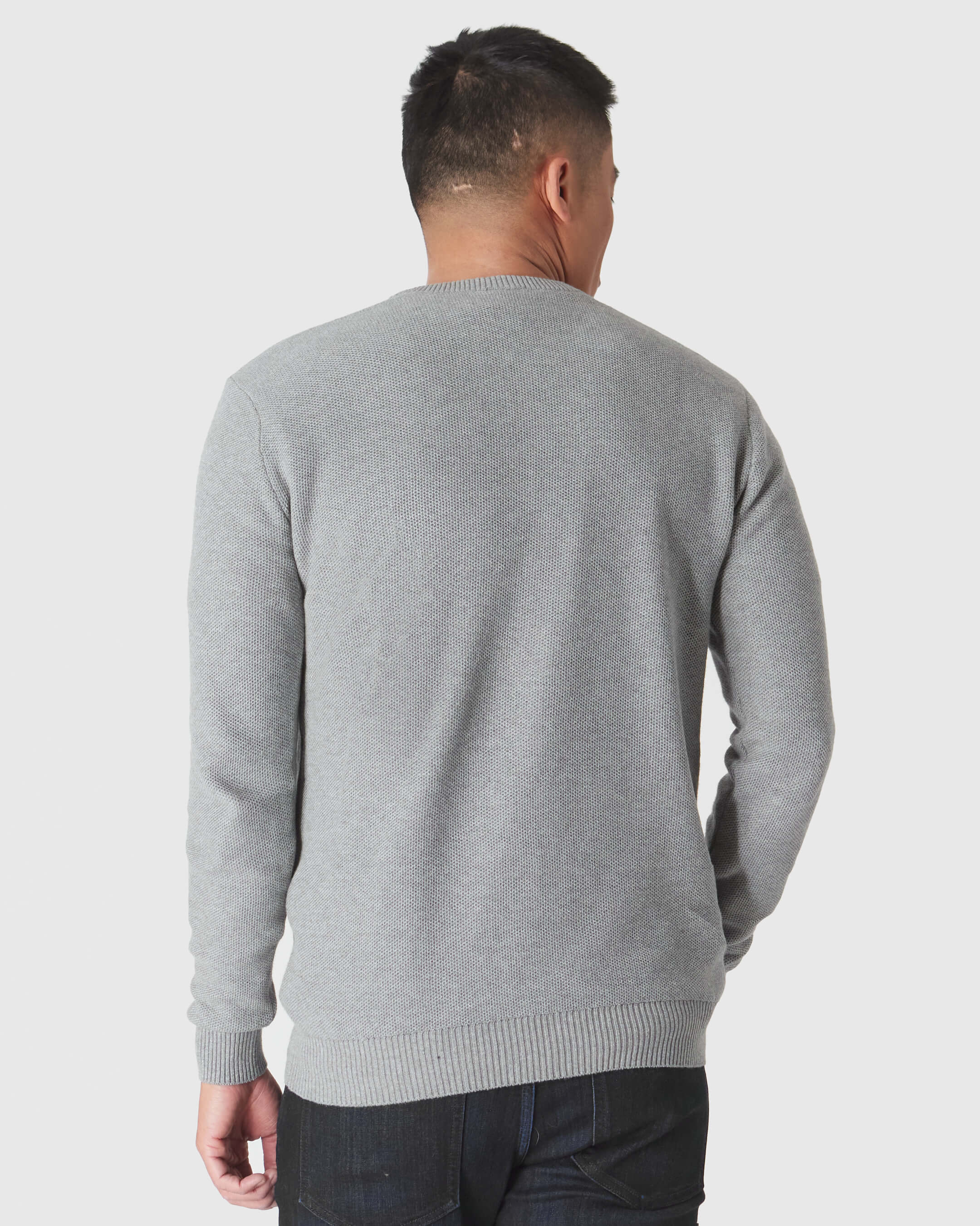 HEATHER GREY RETRO STRIPE CREW