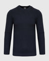 Heather Navy Pique Crew Sweater