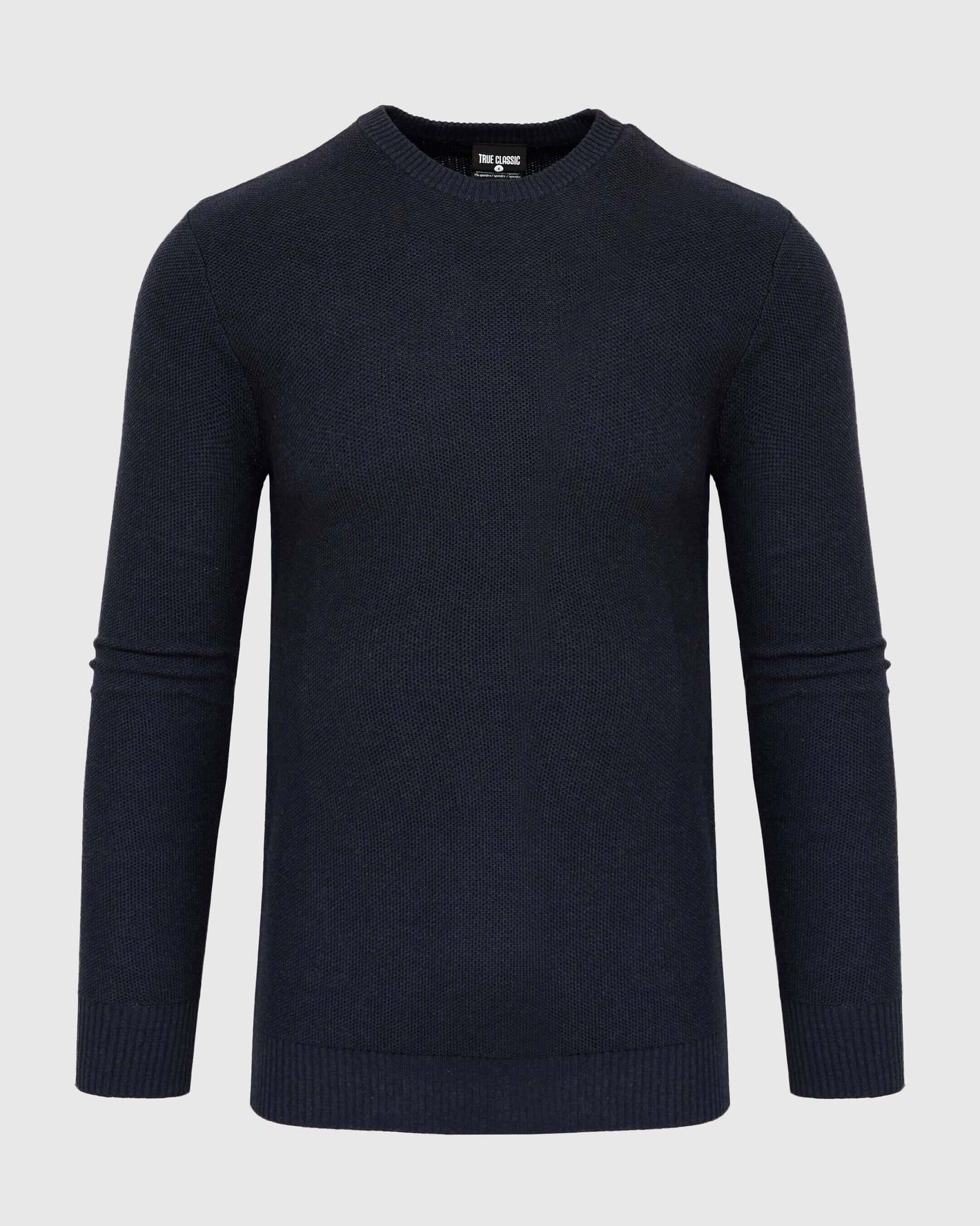 Heather Navy Pique Crew Sweater
