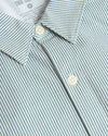 Long Sleeve Stretch Oxford 2-Pack, green-and-white stripes, cream buttons.