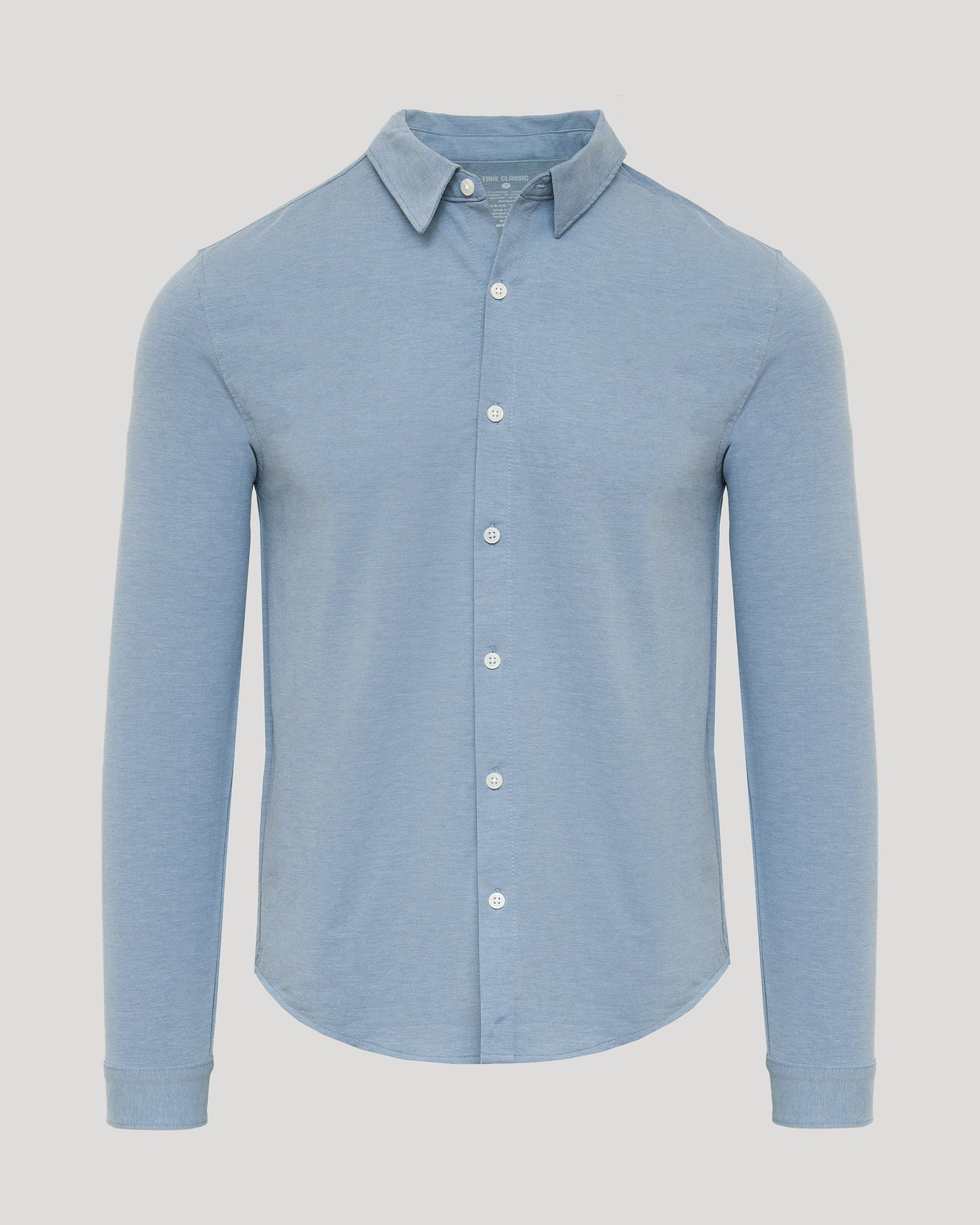 Blue Stretch Oxford 2.0 shirt with classic collar and button-down design.