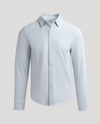 Steel Stripe Stretch Oxford 2.0, light-blue, pinstriped, button-front dress shirt.