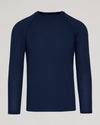 Navy Long Sleeve Active Mesh Crew with raglan sleeves and crew neckline.