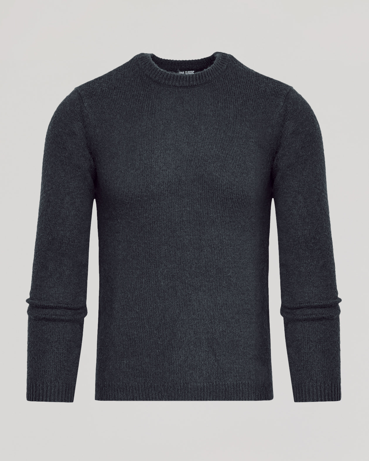 Charcoal Heather Gray Marled Crew Neck Sweater, classic design, slim fit.