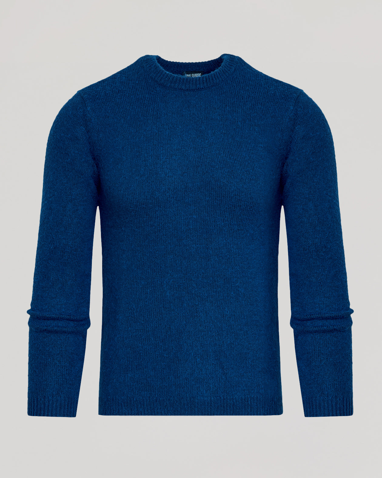 Heather Fiord Marled Crew Neck Sweater, flat-laid, showcasing textured knit design.