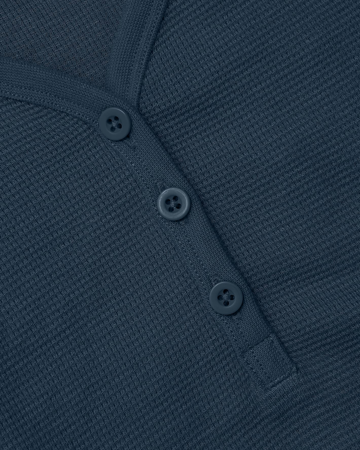 Womens Navy Waffle Long Sleeve Boxy Henley - True Classic