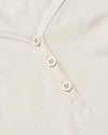 Womens Oatmeal Waffle Long Sleeve Boxy Henley close-up with buttons.