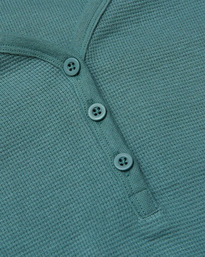 Waffle Long Sleeve Boxy Henley - Stormcloud