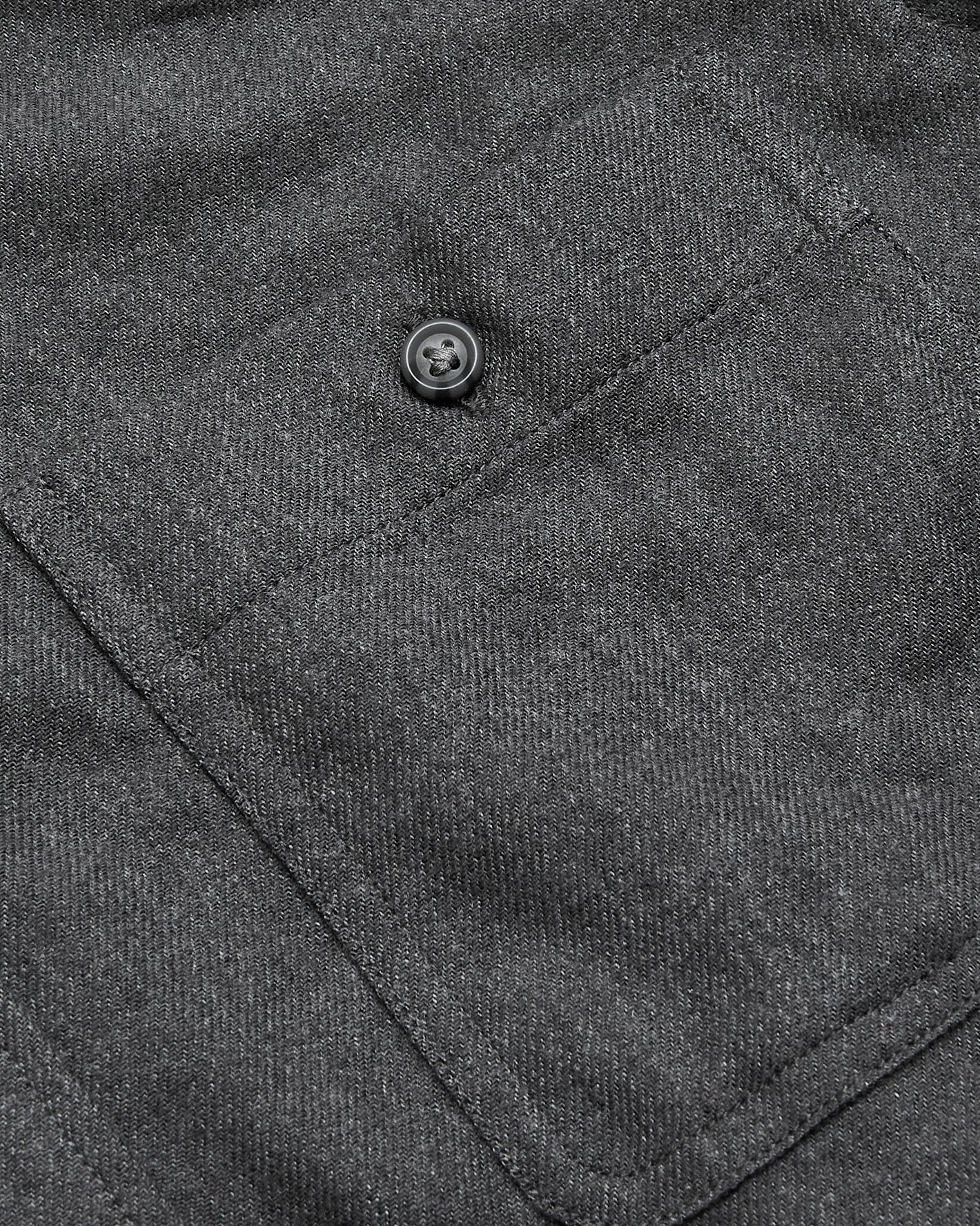 Charcoal Heather Gray Long Sleeve Flannel Shirt pocket detail with button.