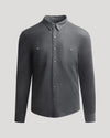 Charcoal Heather Gray Long Sleeve Flannel Shirt with chest pockets.